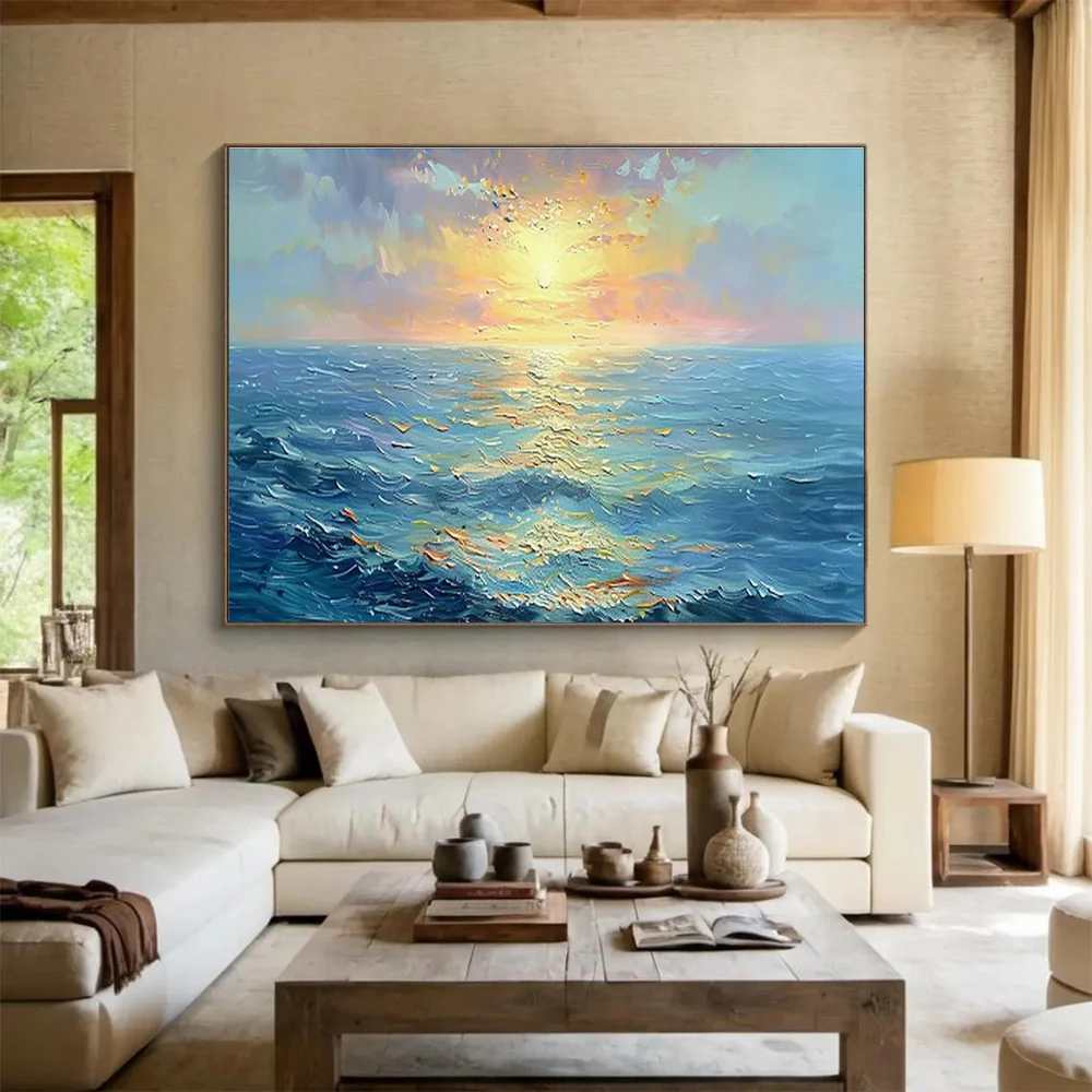 Coastal Handmade Original Impressionistic Sellers Seascape Canvas T0LR9